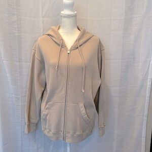 Hollister Oversized Zip Up Hoodie Size Small Color Taupe.